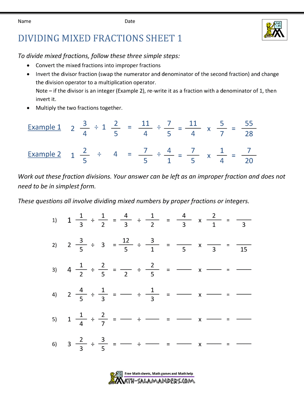 Dividing Mixed Fractions Worksheet With Dividing Fractions Using Models Worksheet
