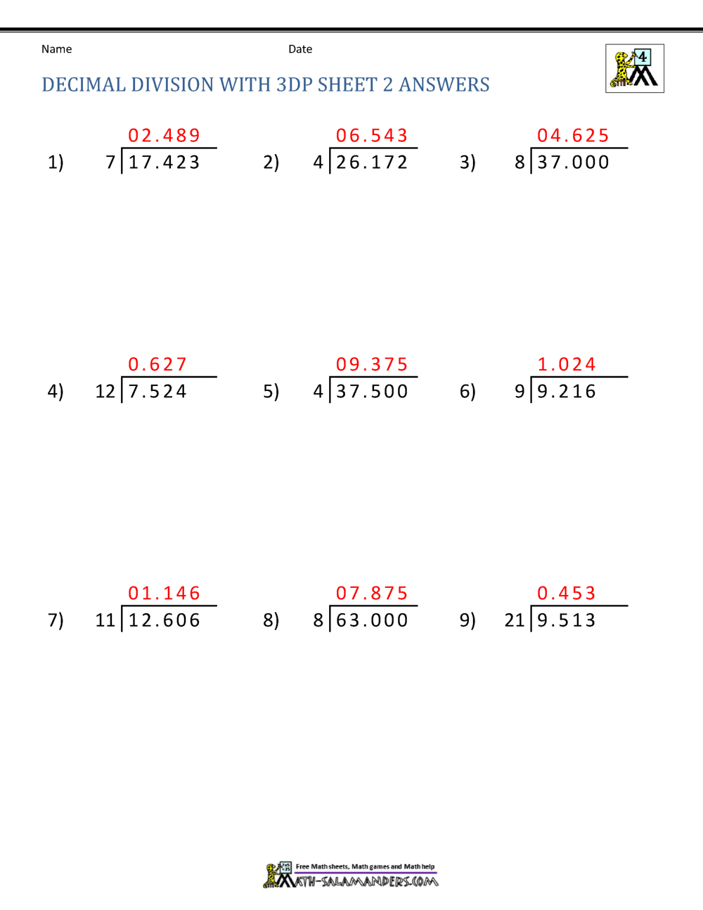 Division of Decimal Numbers Worksheets In Dividing Decimals Word Problems Worksheet