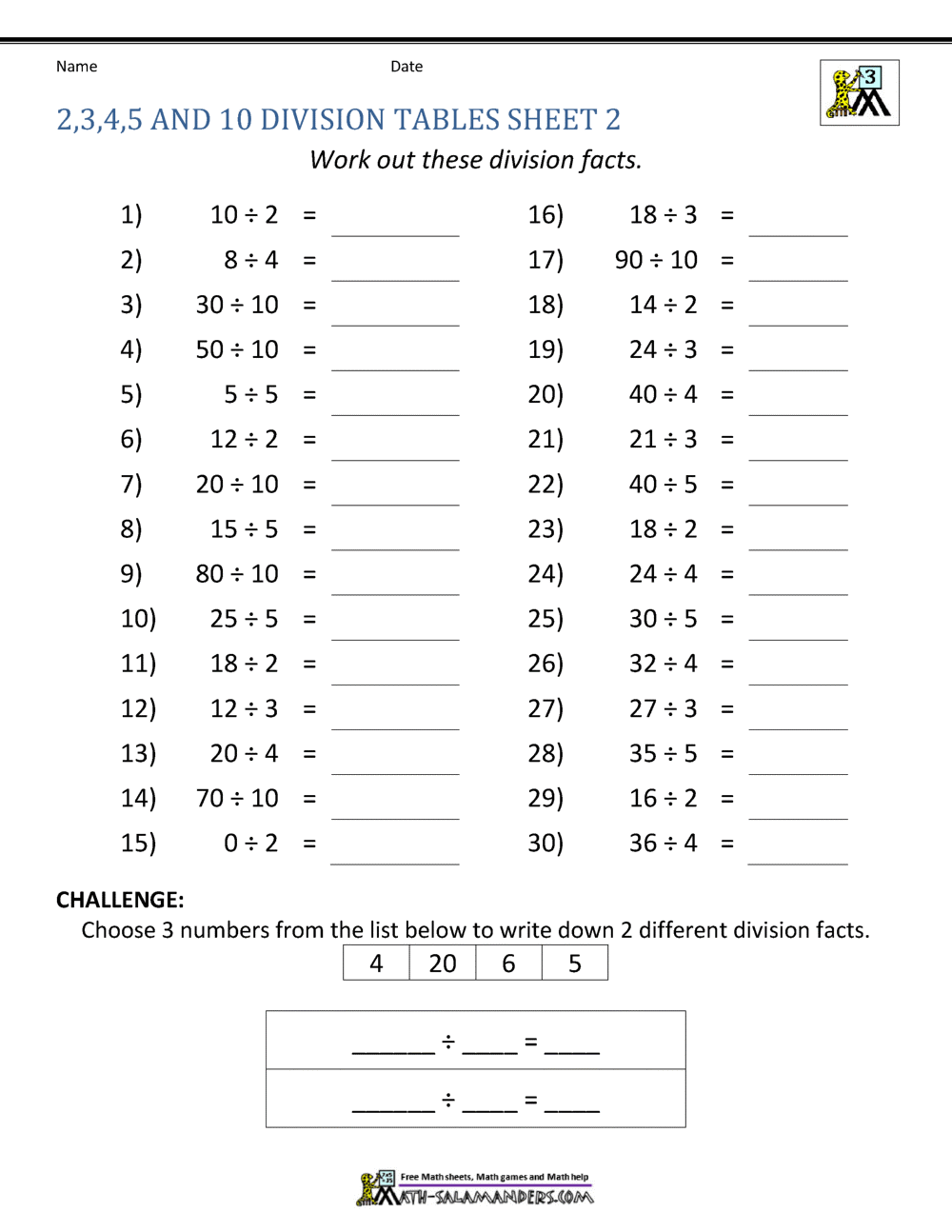 division-facts-worksheets