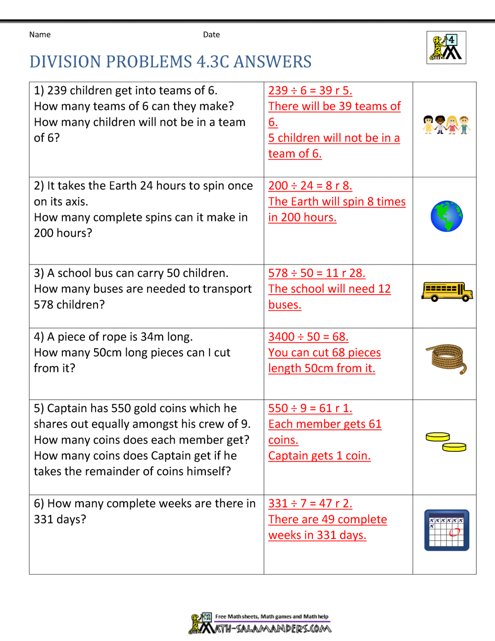 division word problems grade 4