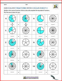 equivalent fraction worksheets with circles 4
