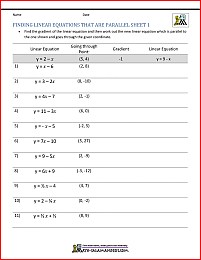 finding linear equations that are parallel worksheet 1