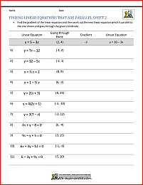 finding linear equations that are parallel worksheet 2