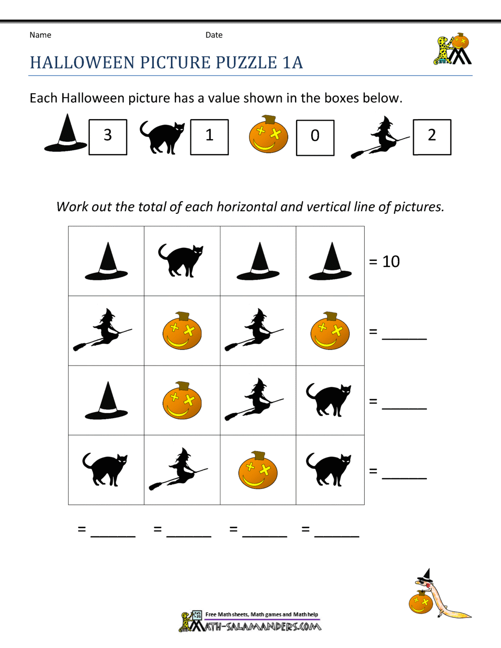 printable halloween worksheets for first grade students