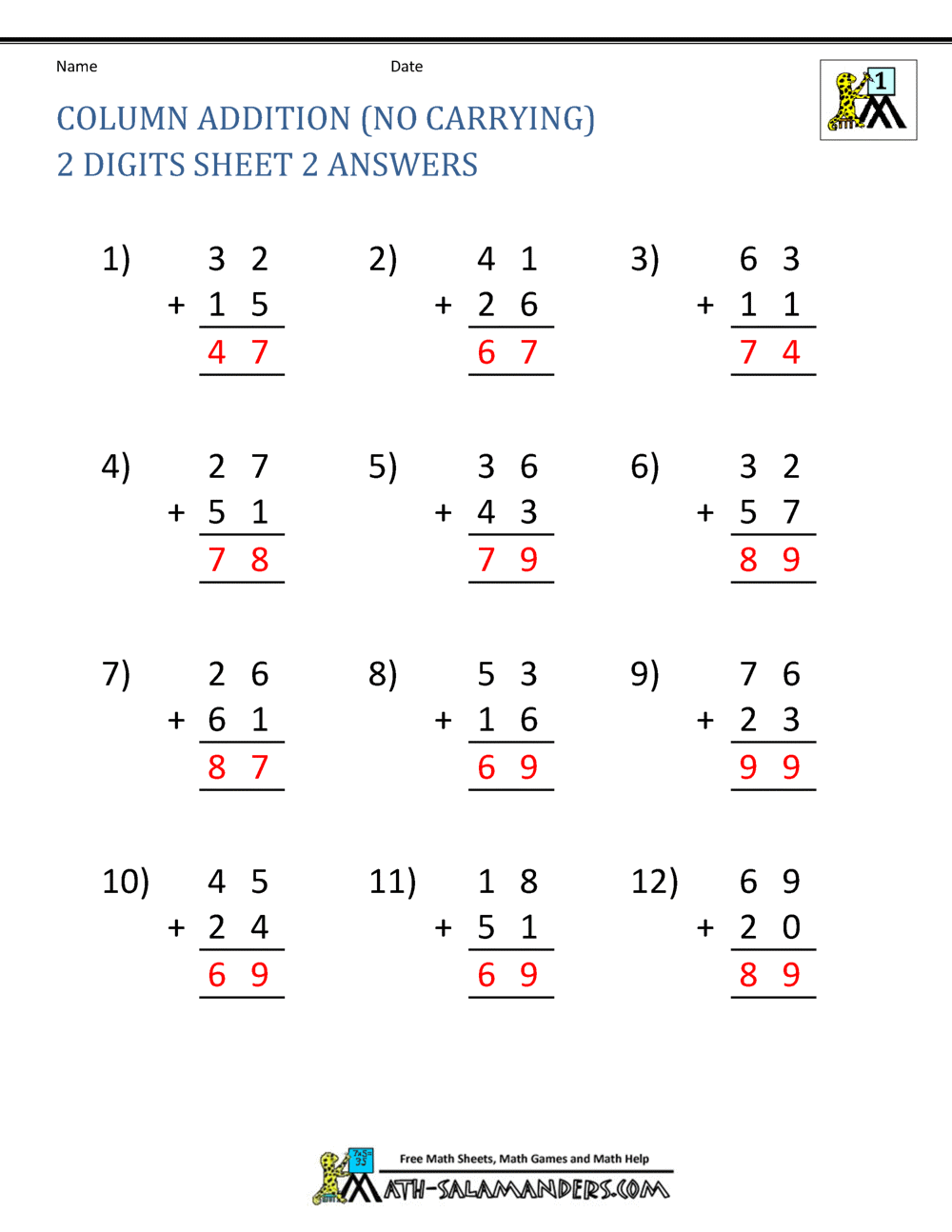 Math Addition Worksheets 1st Grade