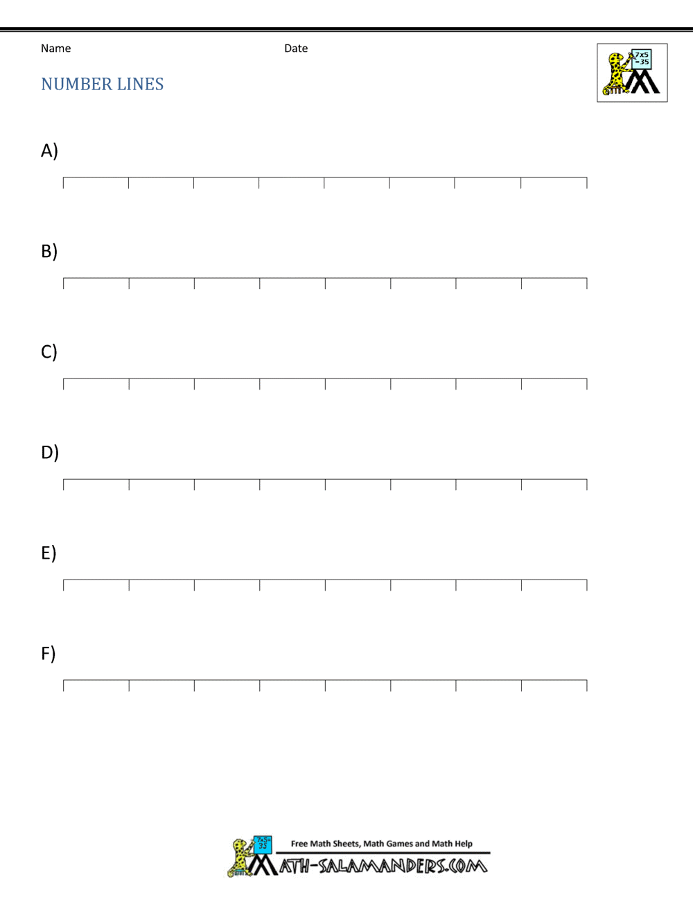 blank number lines