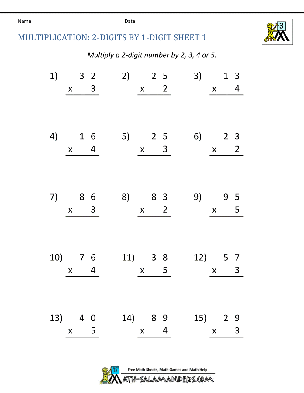 math worksheets multiplication grade 3