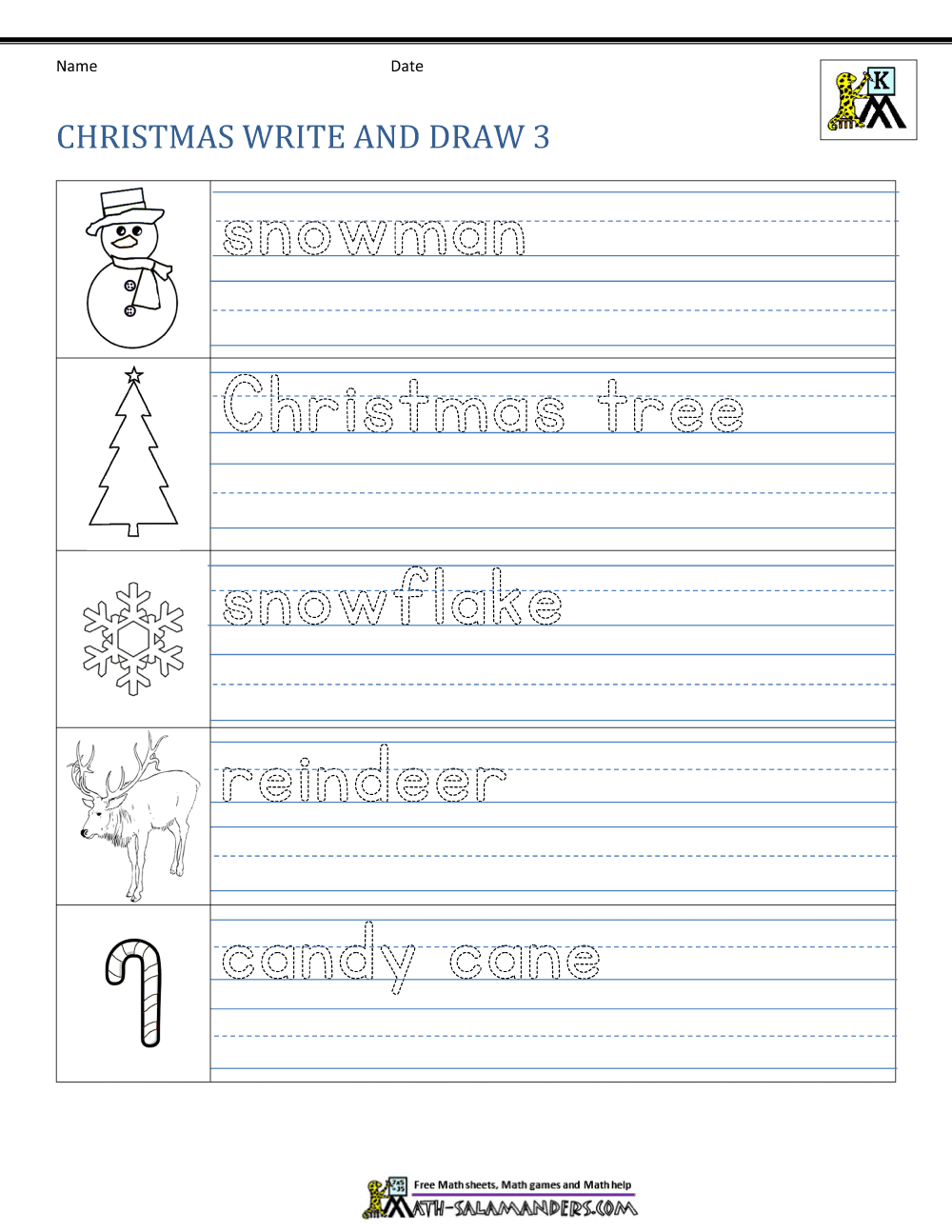 Free Christmas Worksheets for kids
