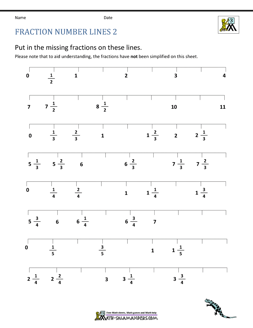 Fractions Greater Than 1 Worksheet