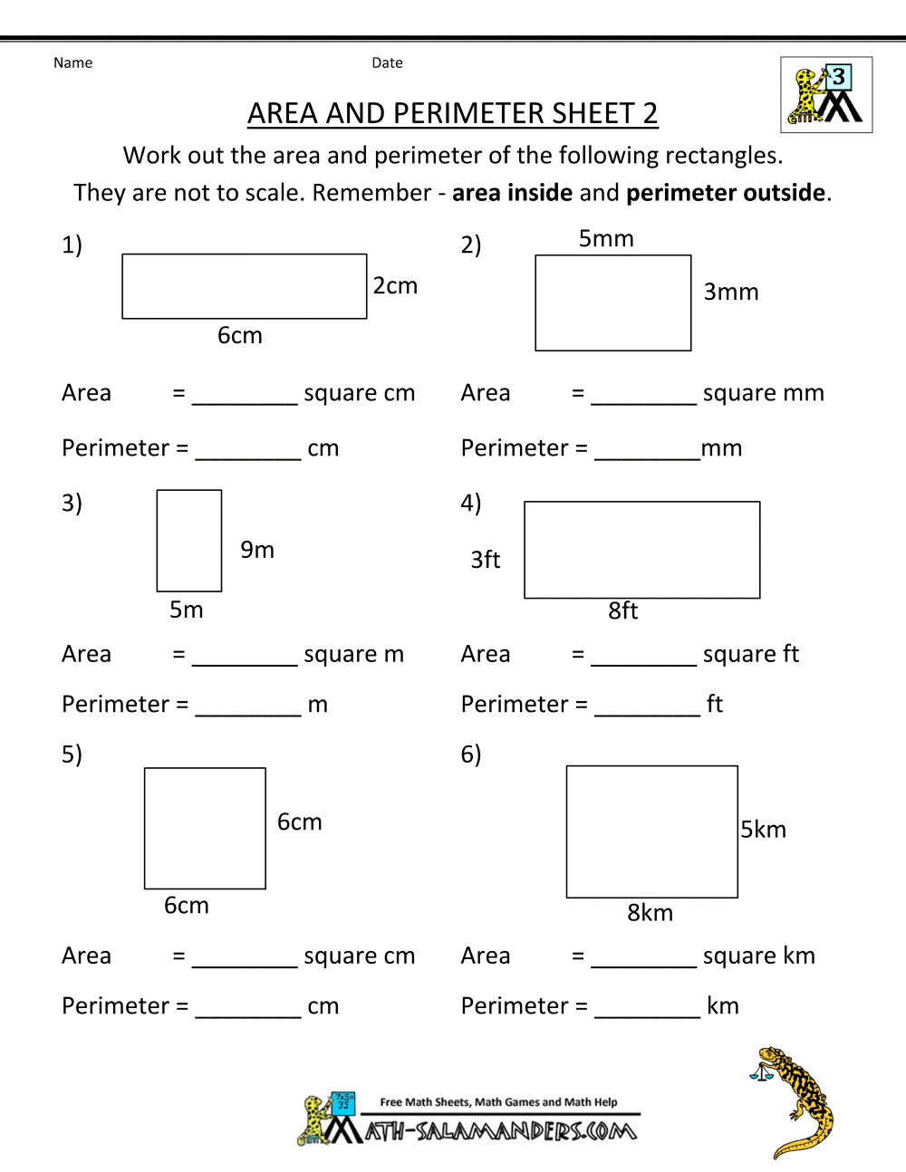 Free Printable 6th Grade Math Worksheets Perimeter