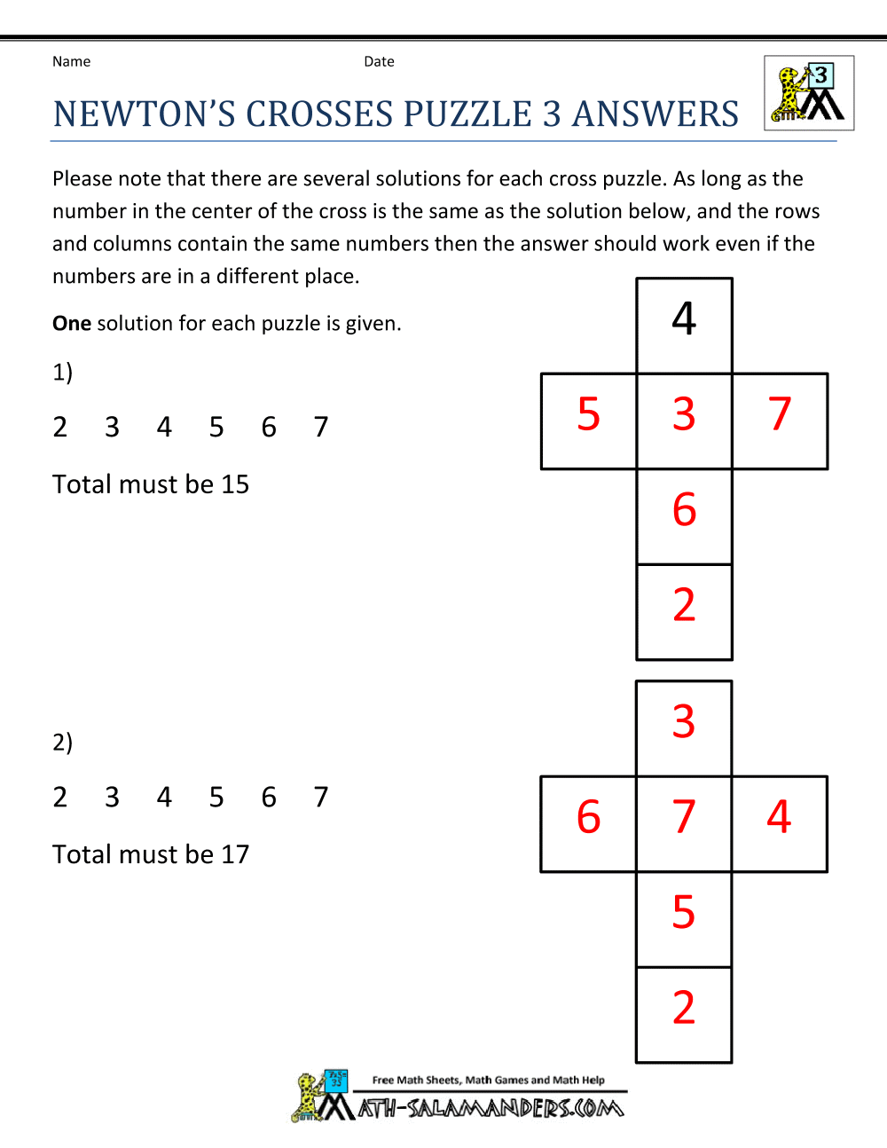 Math Puzzle Worksheets 23rd Grade For Double Cross Math Worksheet Answers