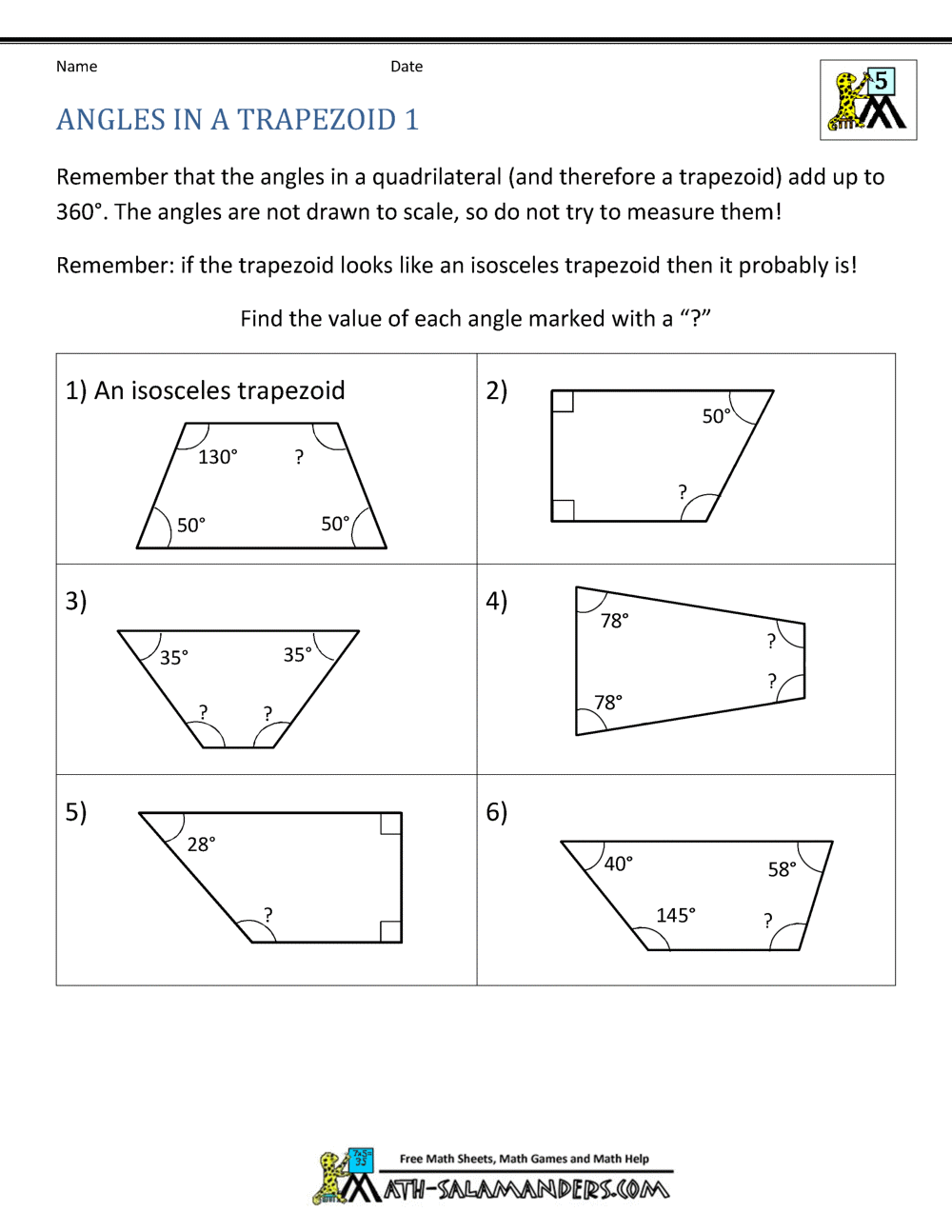 21th Grade Geometry Inside Finding Angle Measures Worksheet