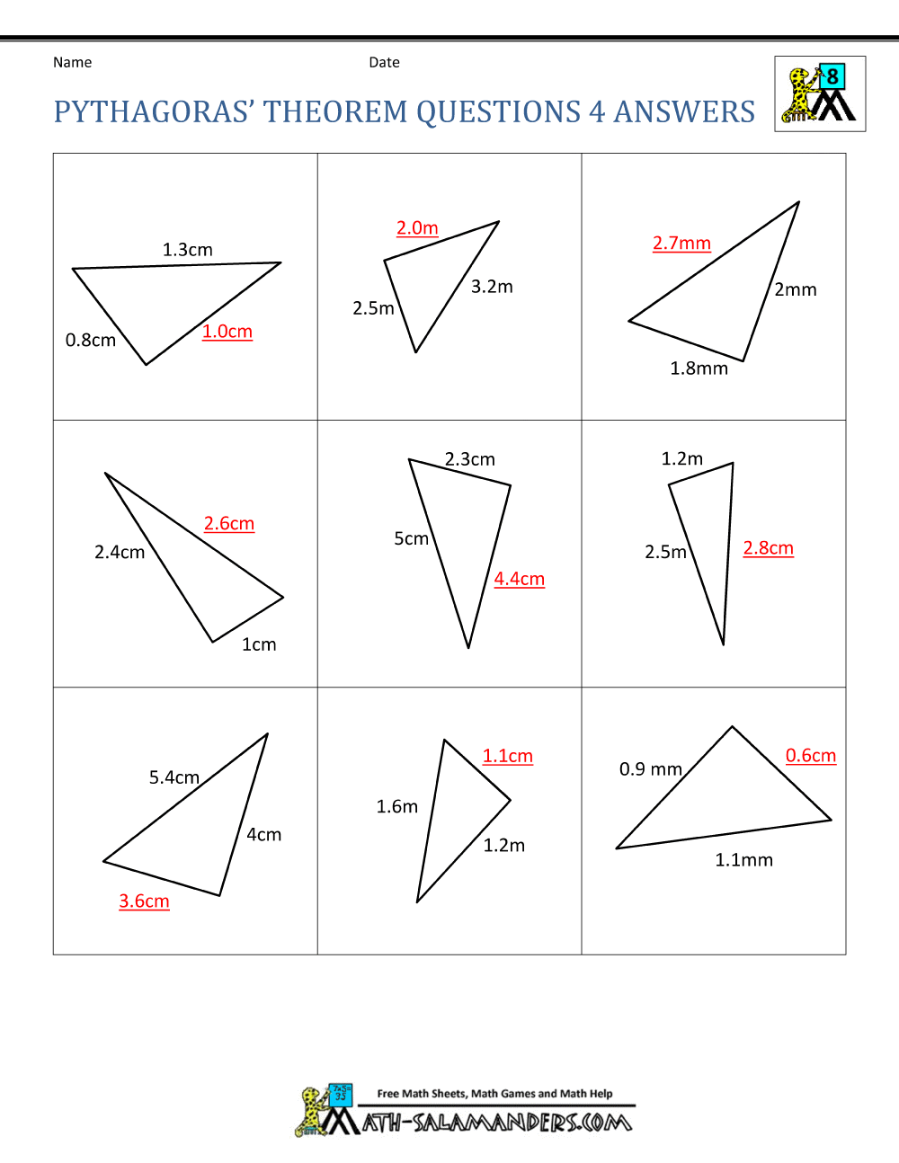 Pythagoras Theorem Questions Throughout Pythagoras Theorem Worksheet Pdf
