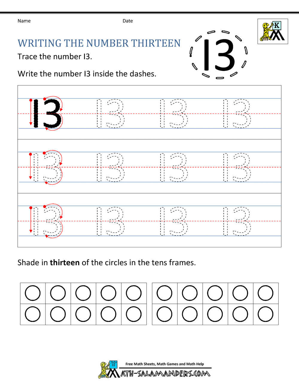 Kindergarten Writing Worksheets - Numbers to 11 to 11