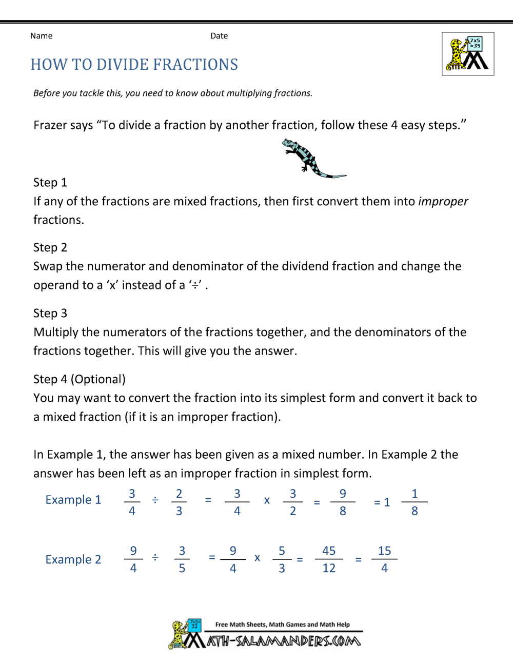 How to Divide Fractions For Dividing Fractions Word Problems Worksheet