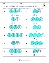 improper fraction worksheets image