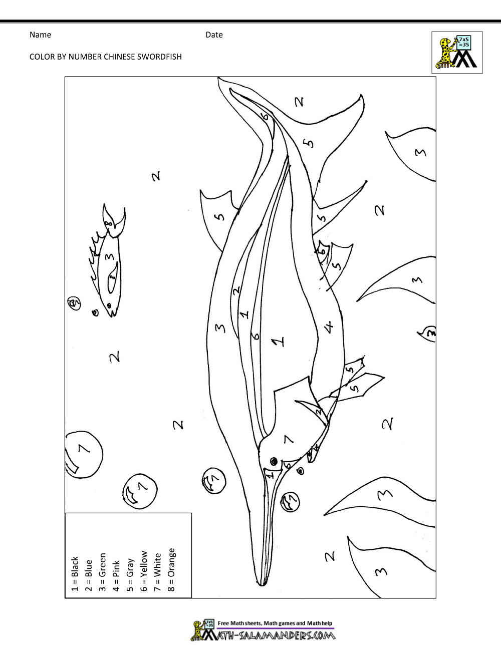 kindergarten coloring pages chinese swordfish - Kindergarten Coloring Page