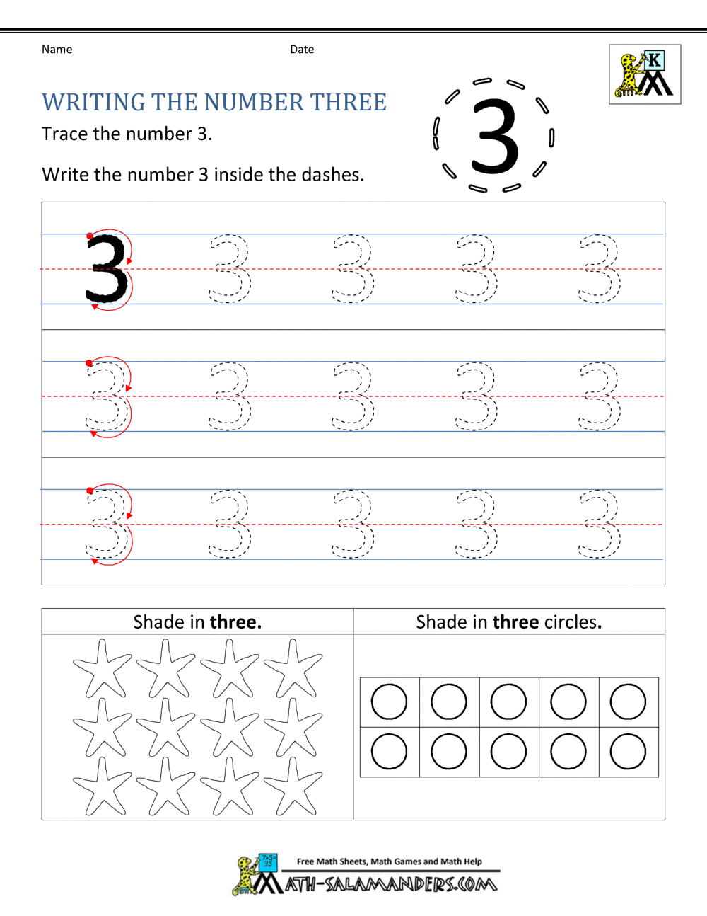 kindergarten printable worksheets writing numbers to 10