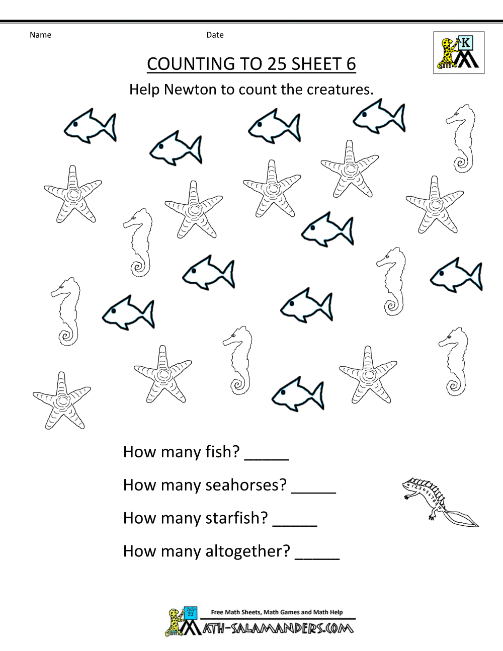 kindergarten number worksheets counting to 25 6bw - Number Worksheet For Kindergarten