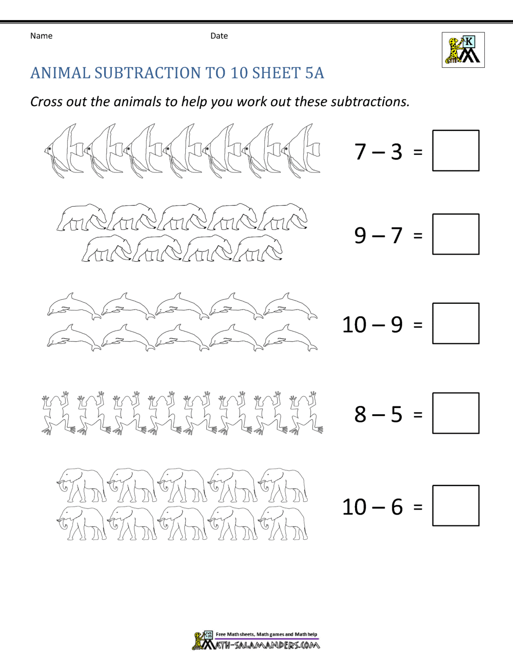kindergarten subtraction worksheets