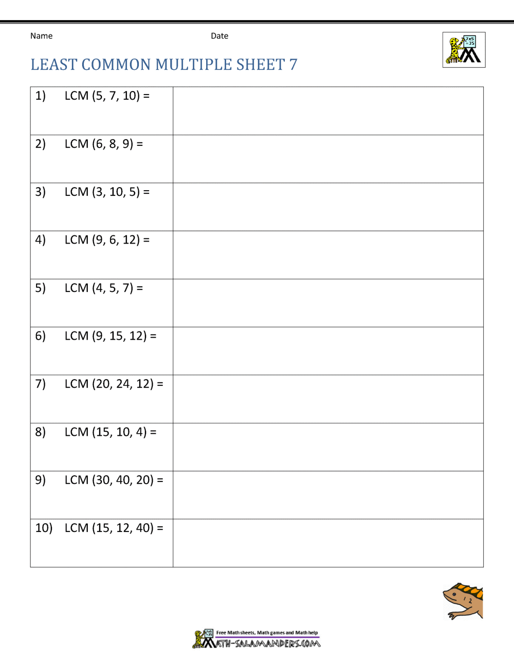 Least Common Multiple Worksheets page With Least Common Multiple Worksheet
