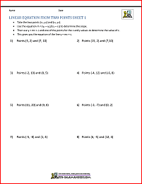 linear equation from two points worksheet 1