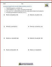 linear equation from two points worksheet 2