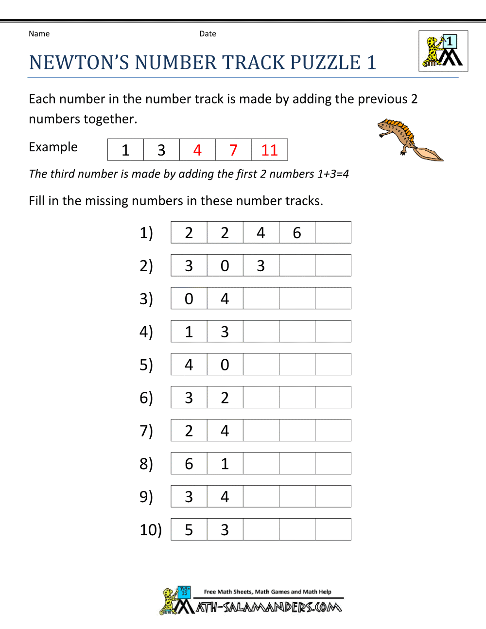 Math Puzzle 1st Grade
