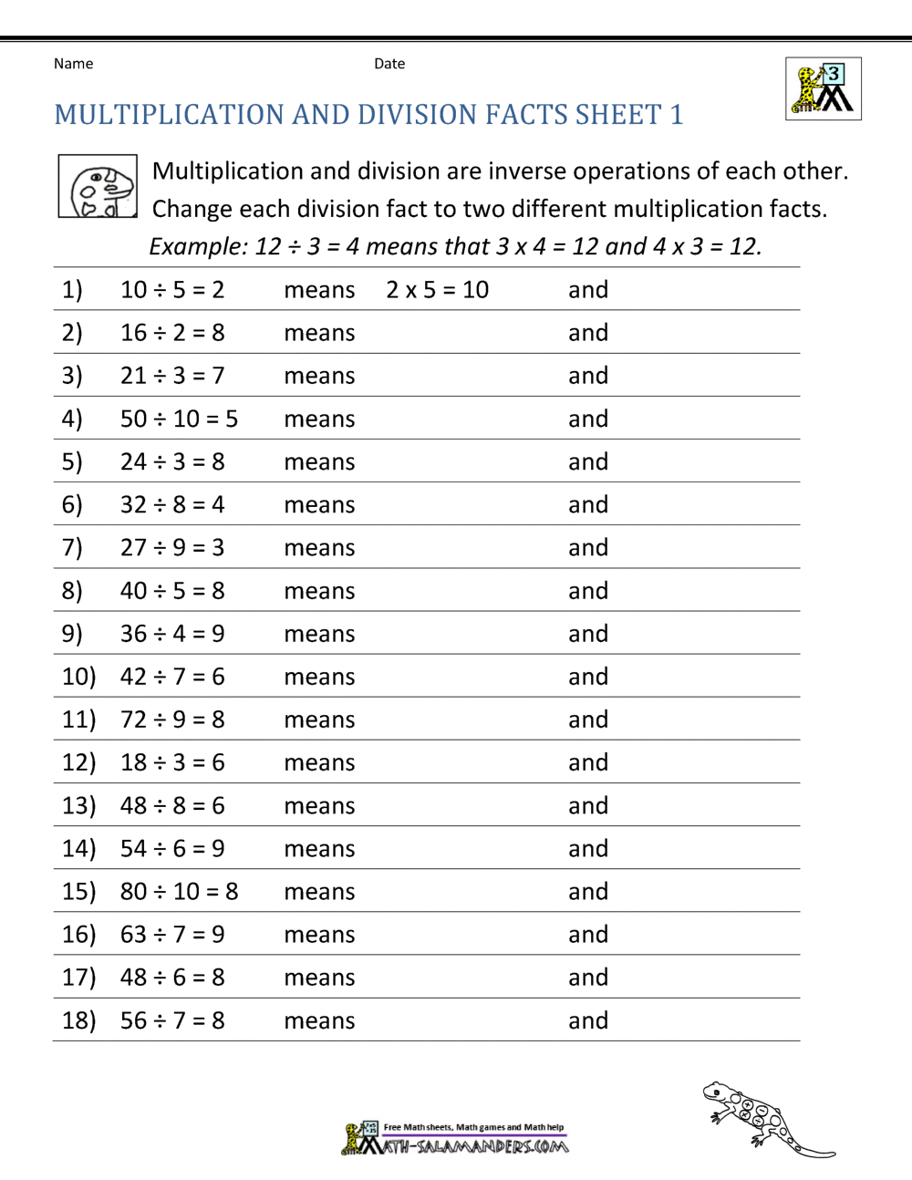 Multiplication Facts Worksheets - Understanding Multiplication to 10x10