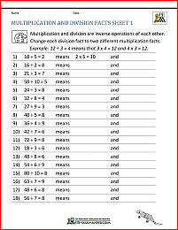 multiplication facts worksheets image