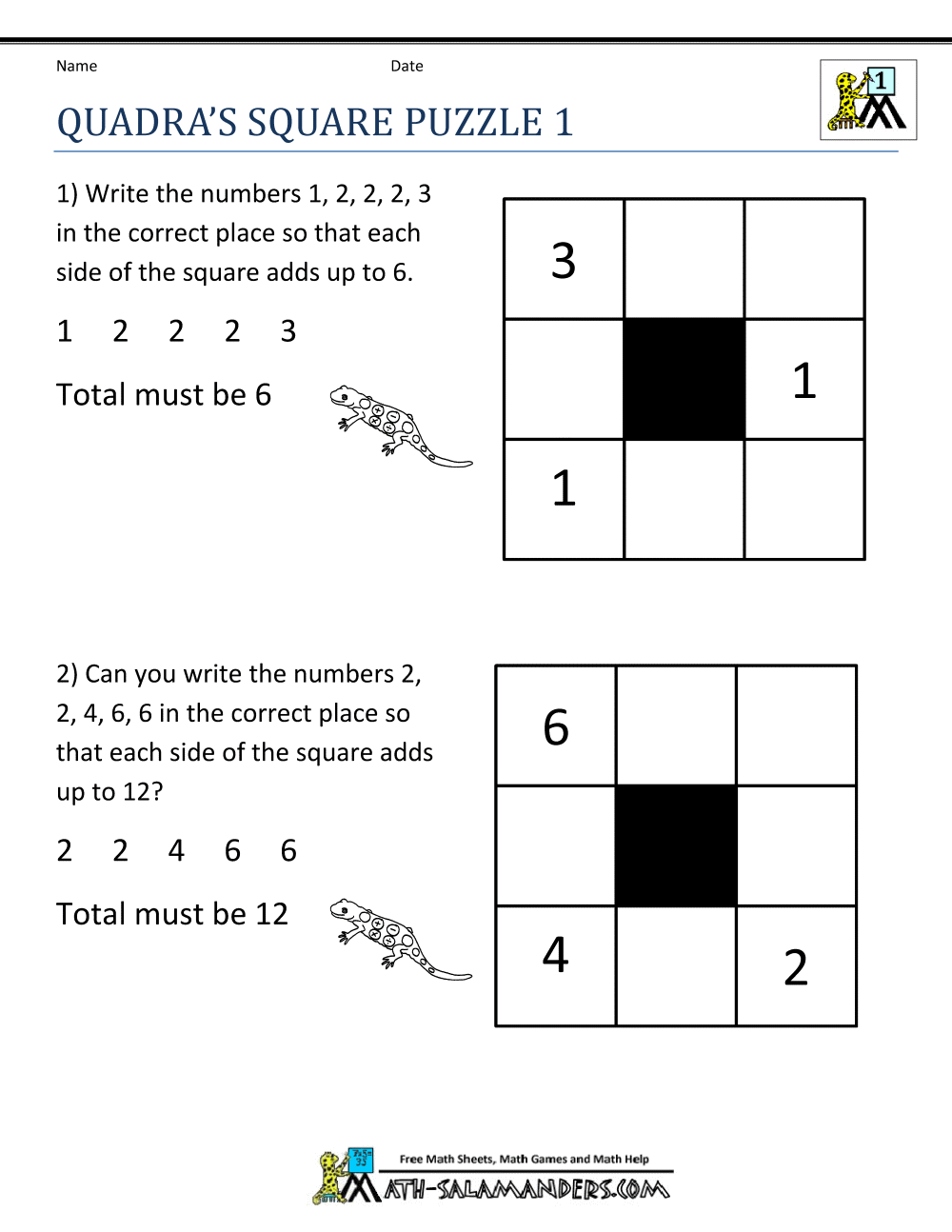 Math Puzzle 1st Grade