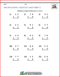 2 digit multiplication worksheet
