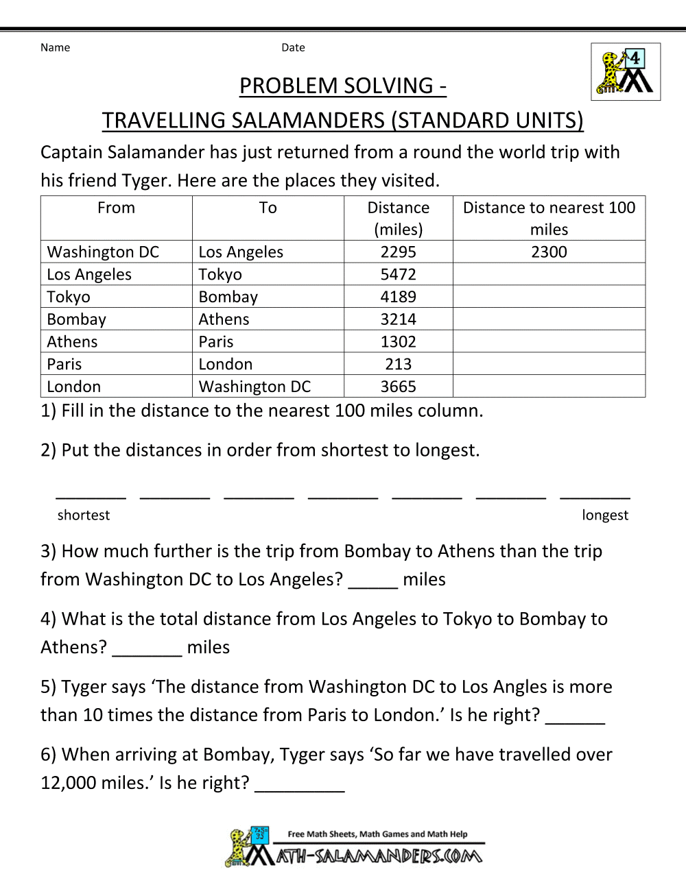 printable math worksheets 4th grade word problems