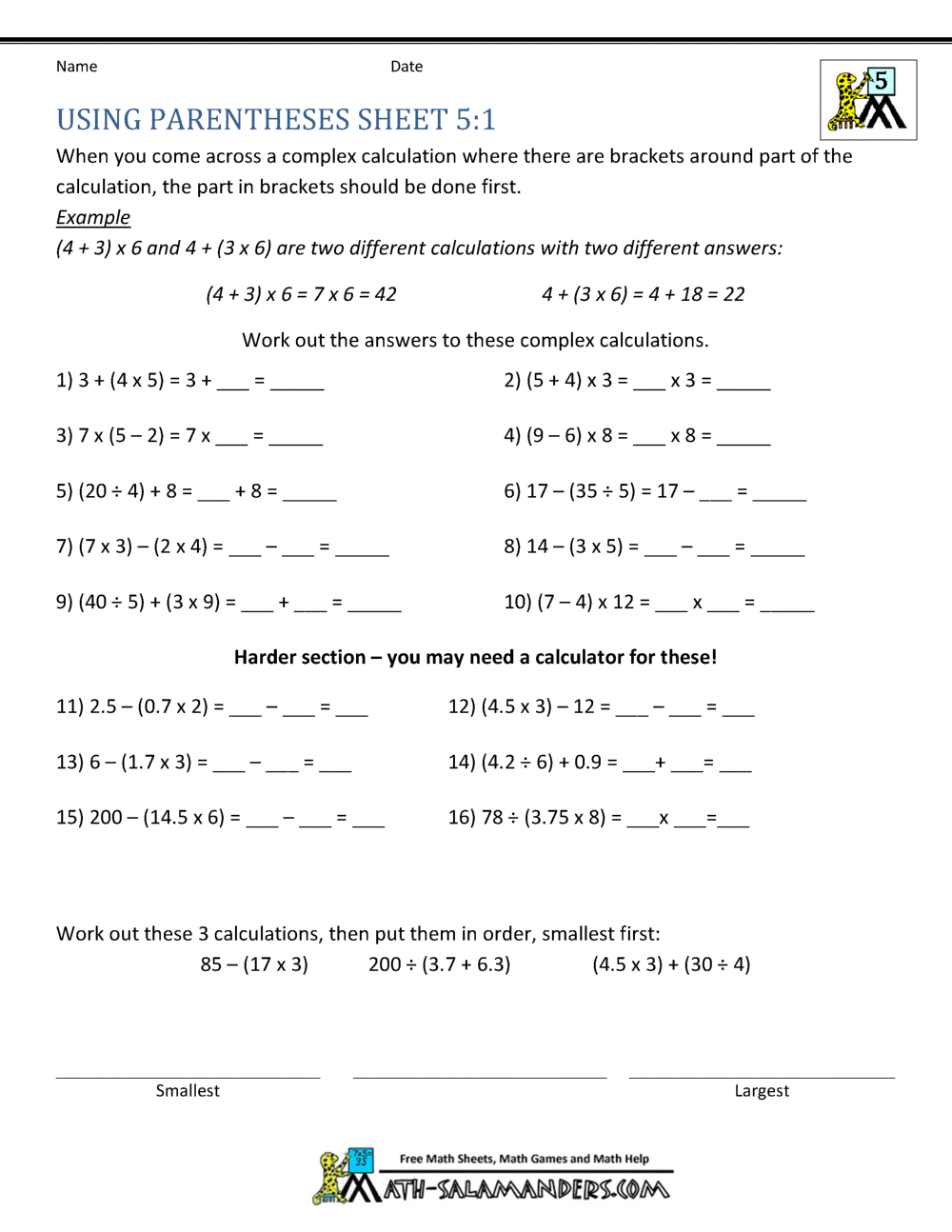 5 grade math worksheets pdf