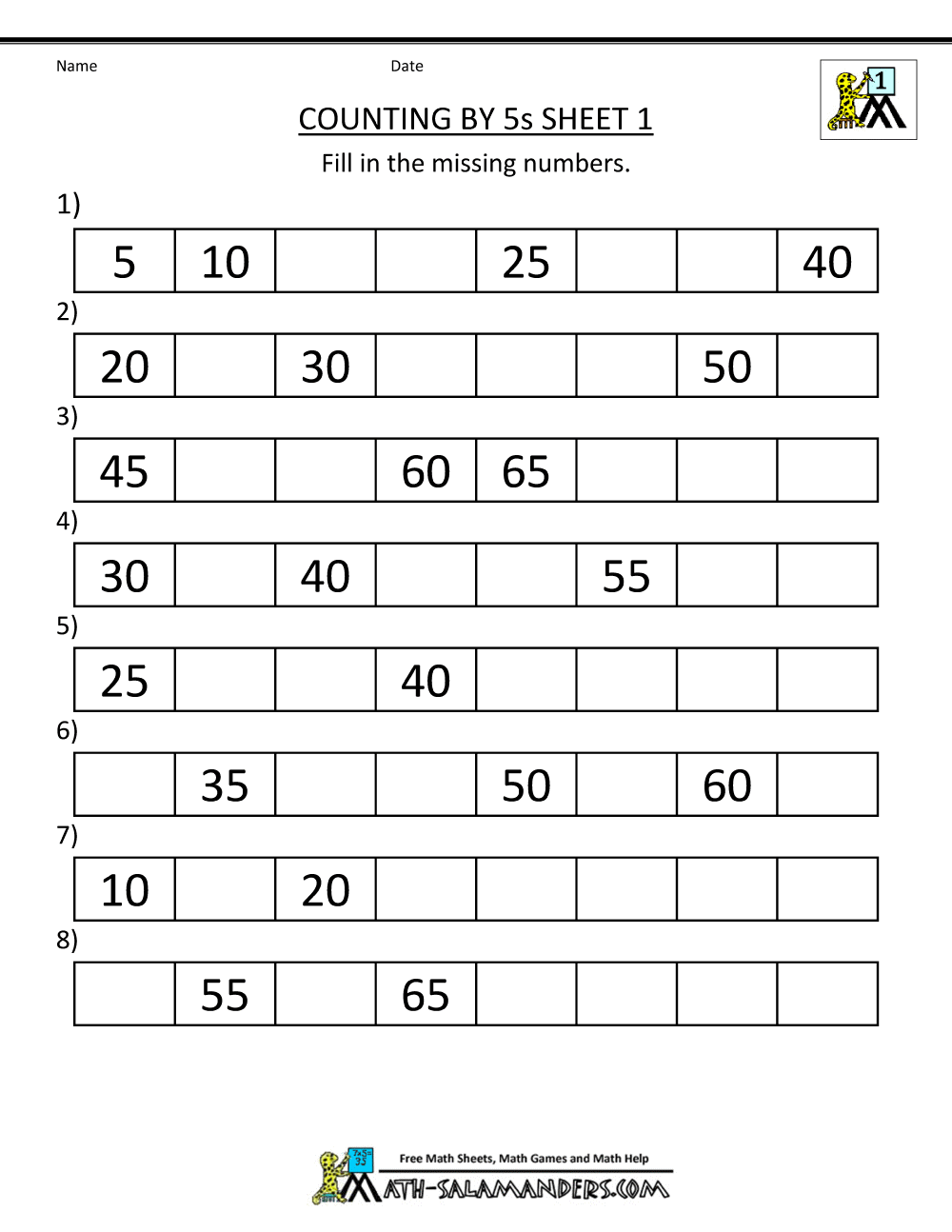 1111st Grade Math Worksheets Counting by 1111s 11s and 11111s With Regard To Counting By 5s Worksheet