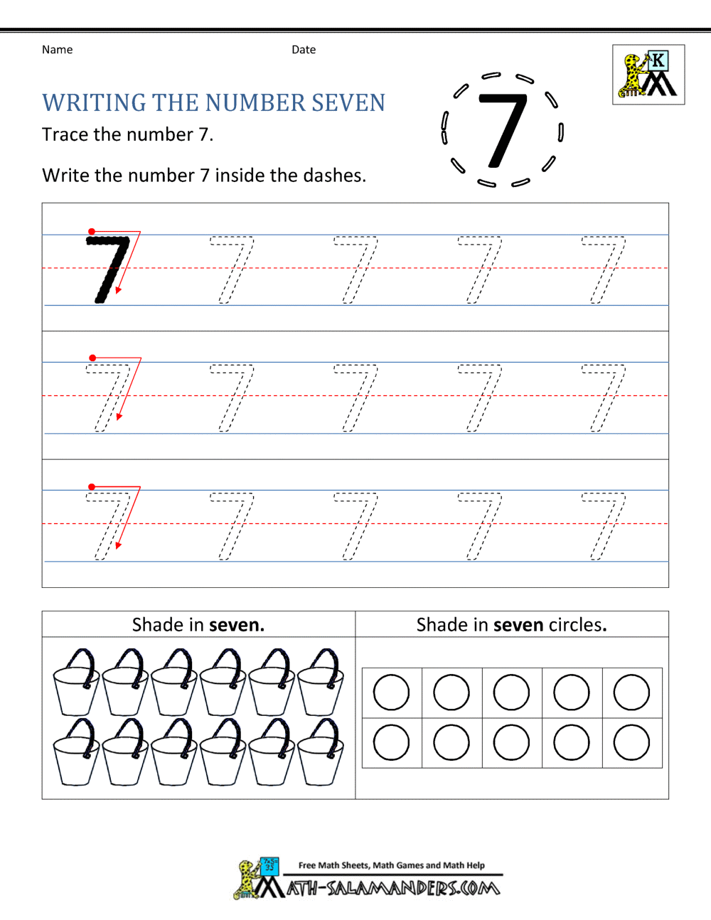 Kindergarten Printable Worksheets - Writing Numbers to 27