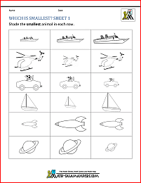 math worksheets preschool which is smallest 1