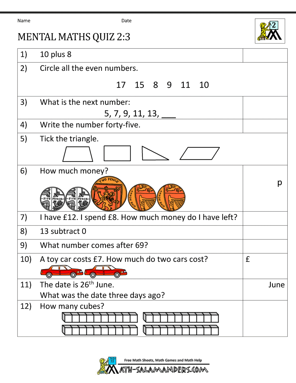 maths worksheets by topic
