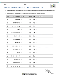 multiplication addition like terms 1b