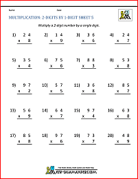 2 digit multiplication worksheet image