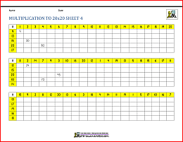 multiplication tables to 20x20 4