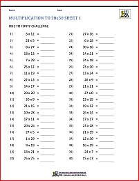 multiplication tables to 30x30 1