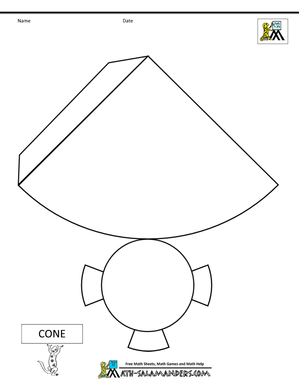 3D Cone Template Lessons, Worksheets and Activities