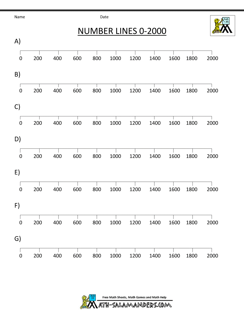 Math Worksheets 3rd Grade Ordering numbers to 10000