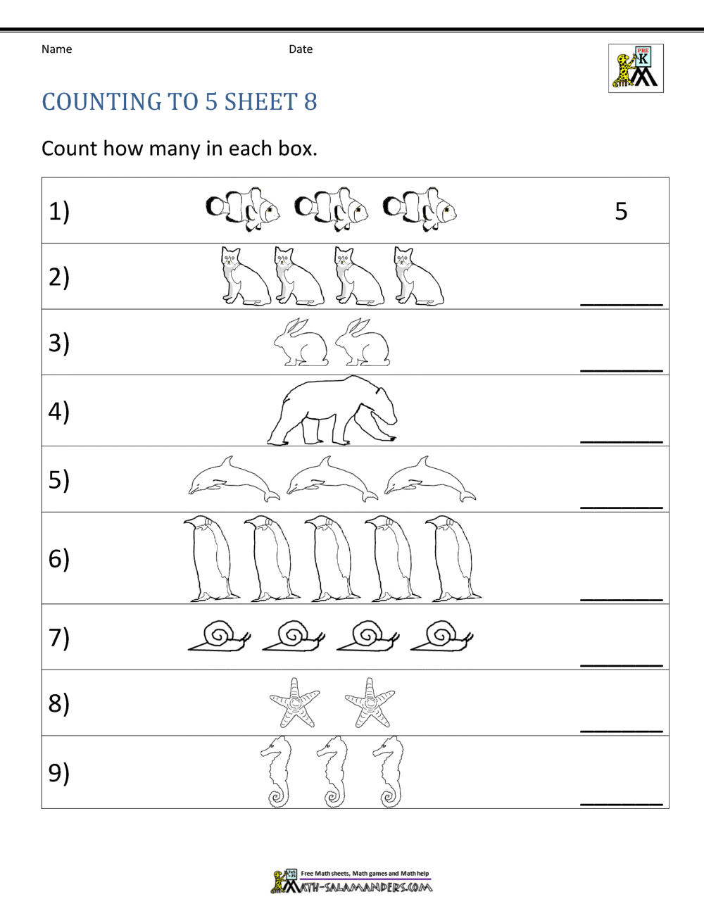Counting to 11 Worksheets Pertaining To Counting By 5s Worksheet