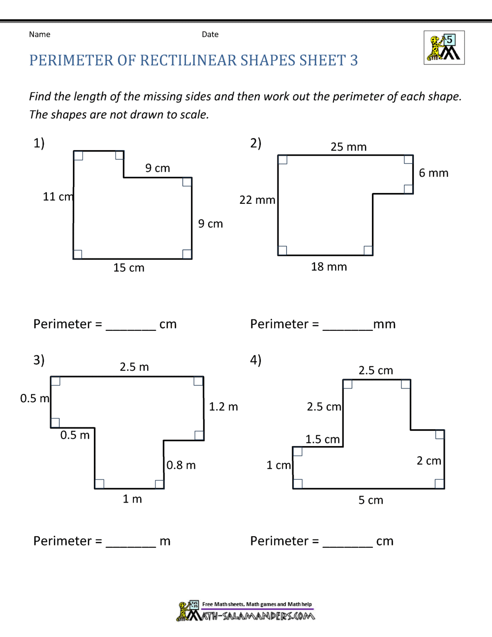 Perimeter of Different Shapes Worksheet Inside Area Of Irregular Shapes Worksheet