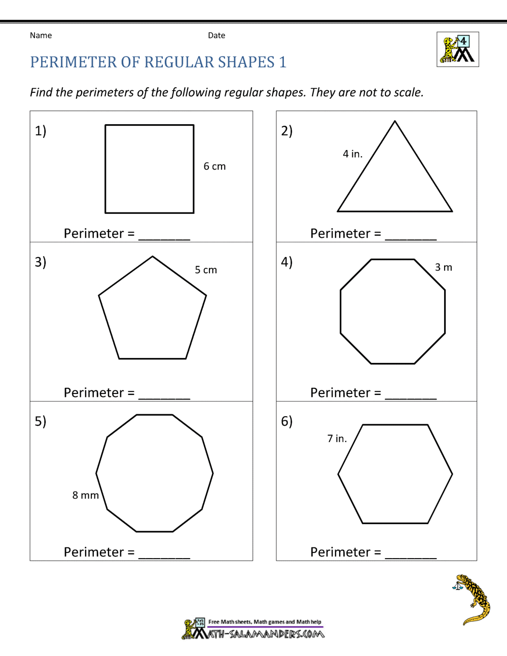Perimeter of Different Shapes Worksheet For Area Of Regular Polygons Worksheet