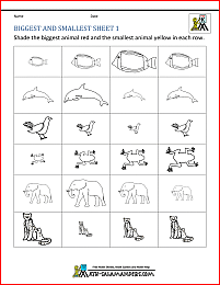 preschool kindergarten worksheets biggest and smallest 1