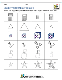 preschool math worksheets biggest and smallest 2