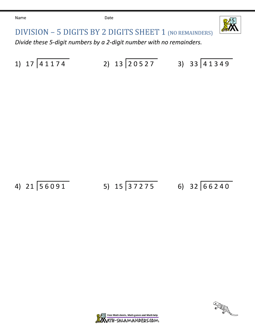 division worksheets 5 digit by 2 digit